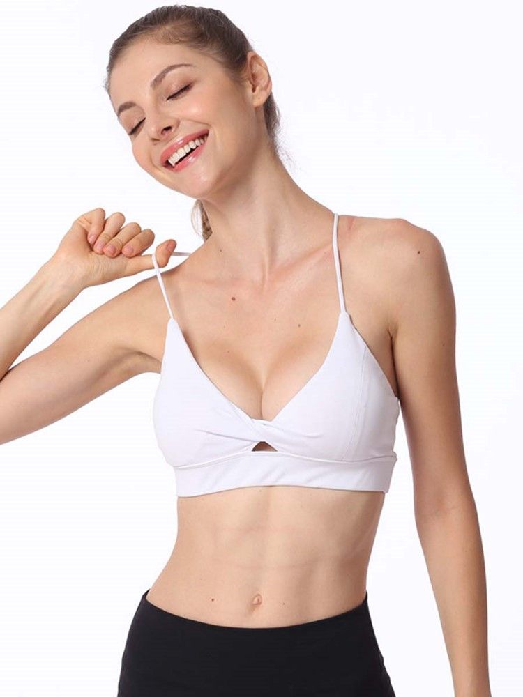 Soutien-gorge De Sport Push-up Uni À Bretelles Non Ajustées Pour Femmes