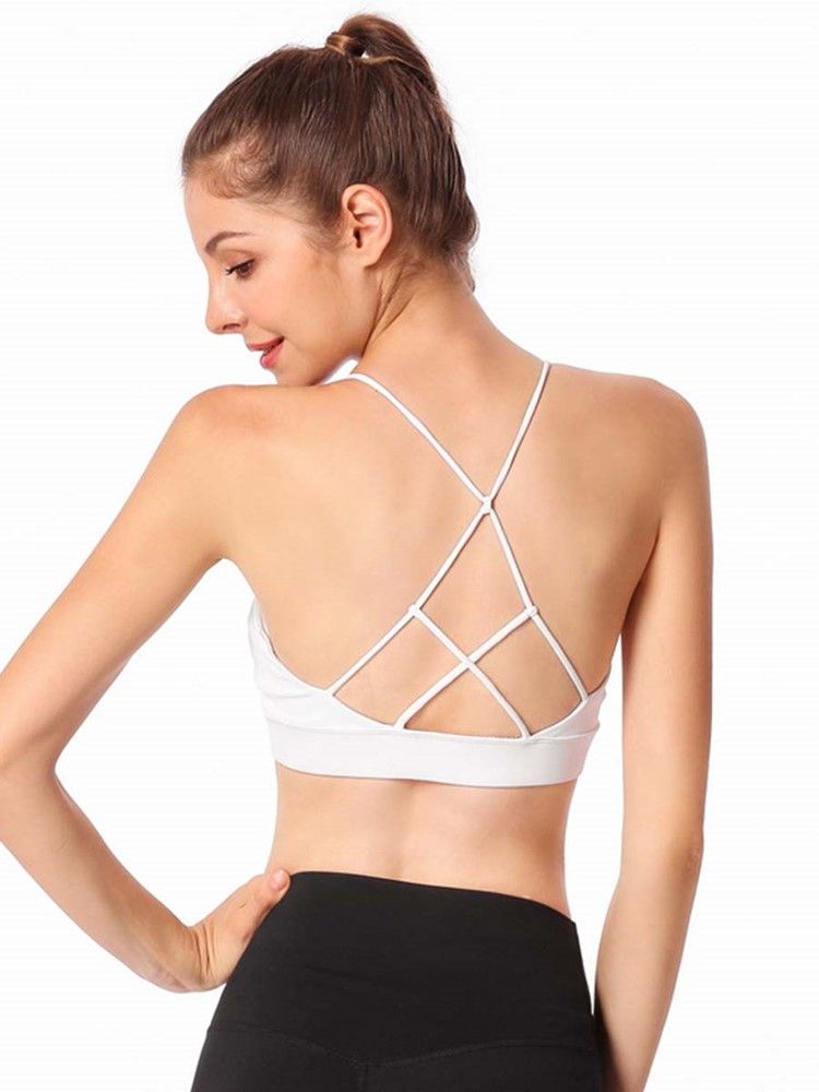 Soutien-gorge De Sport Push-up Uni À Bretelles Non Ajustées Pour Femmes