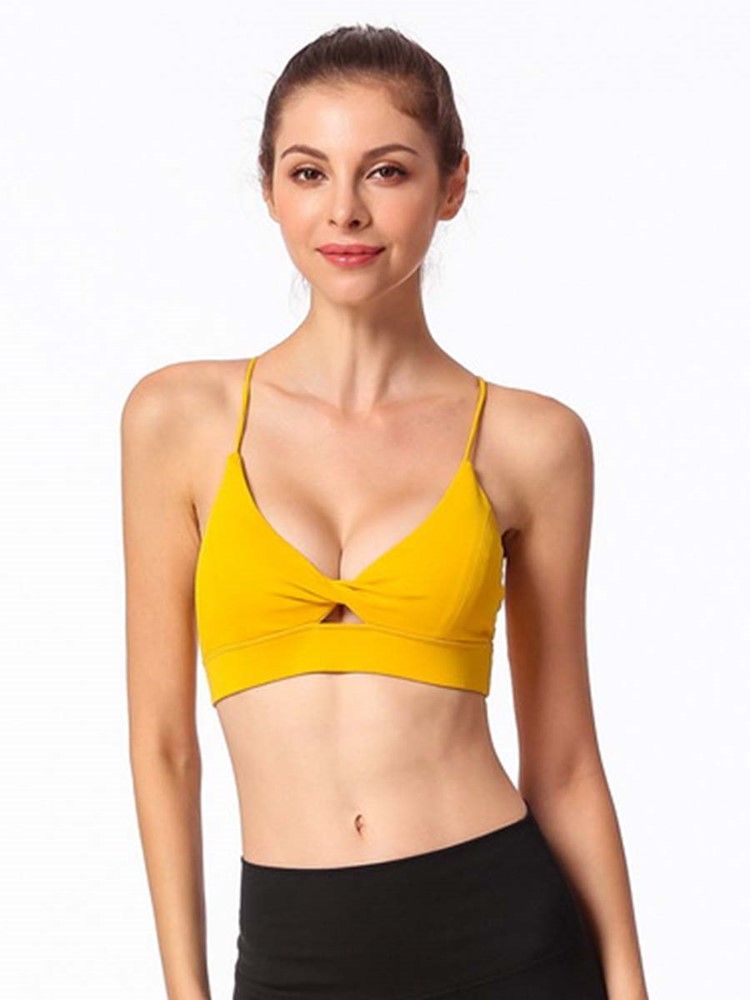 Soutien-gorge De Sport Push-up Uni À Bretelles Non Ajustées Pour Femmes