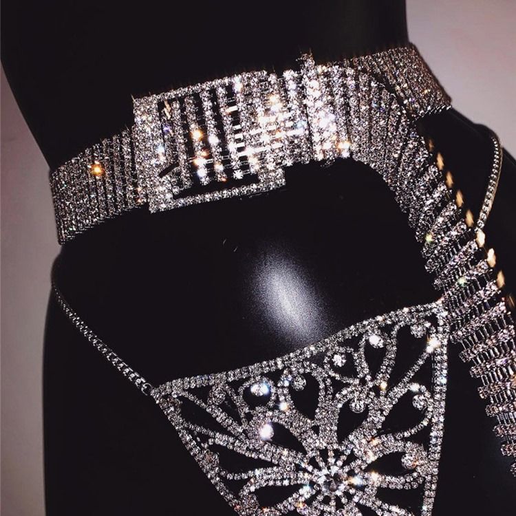 Ceinture À Strass À Boucle À Ardillon