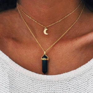 Collier Pour Femme Moon Bullet À Double Couche