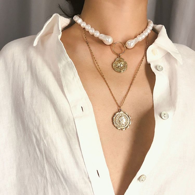 Collier Femme Perle Vintage