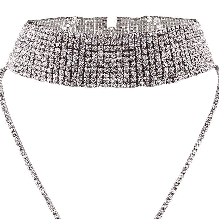 Collier Ras De Cou Scintillant En Strass