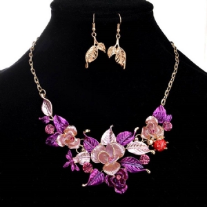 Ensemble De Bijoux À Fleurs Ultra Violettes Pour Femmes