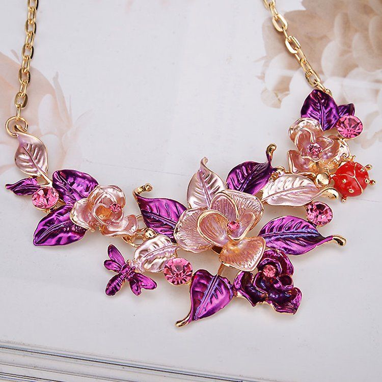 Ensemble De Bijoux À Fleurs Ultra Violettes Pour Femmes