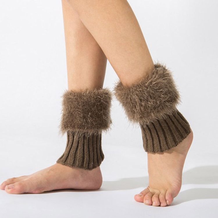 Chaussettes Pour Bottes En Peluche De Couleur Pure Pour Femmes