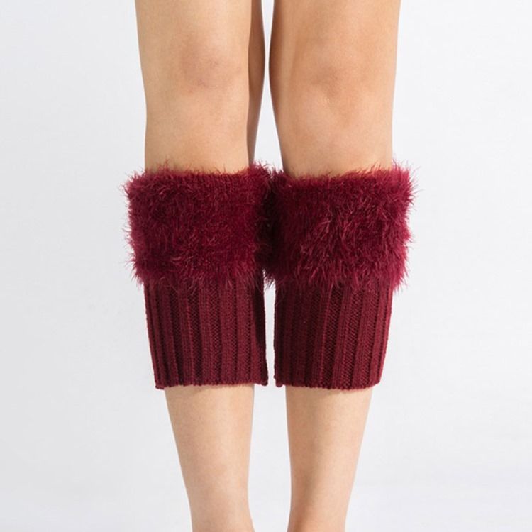 Chaussettes Pour Bottes En Peluche De Couleur Pure Pour Femmes