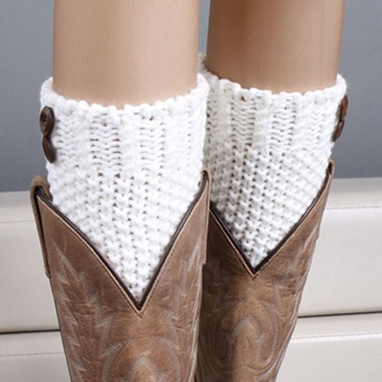 Chaussettes Pour Bottes En Tricot De Couleur Pure Pour Femmes