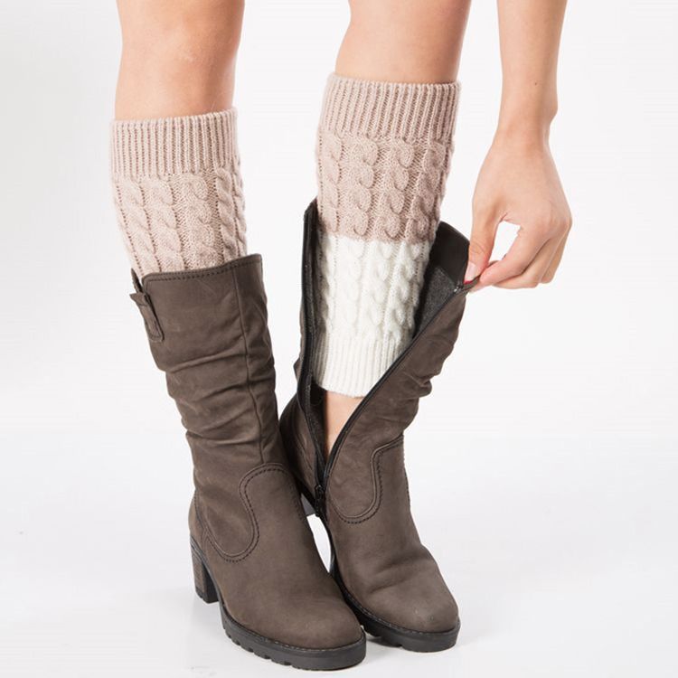 Chaussettes Jambières Bicolores Pour Femmes