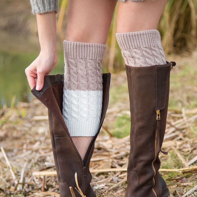 Chaussettes Jambières Bicolores Pour Femmes