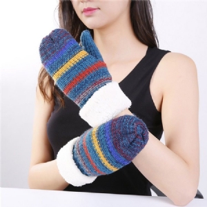 Gants Chauds D'hiver À Rayures Décontractées Pour Femmes