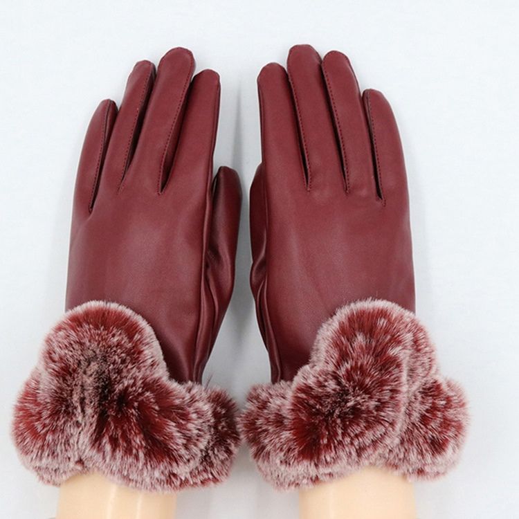 Gants De Dame Coupe-vent En Cuir De Cheveux Cony Moelleux Pour Femmes