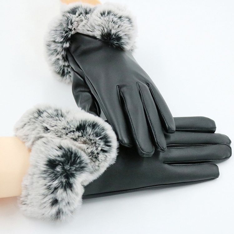 Gants De Dame Coupe-vent En Cuir De Cheveux Cony Moelleux Pour Femmes