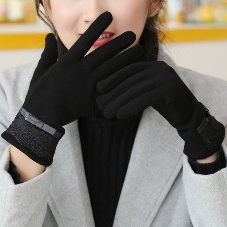 Gants D'hiver Chauds En Dentelle Pour Femmes