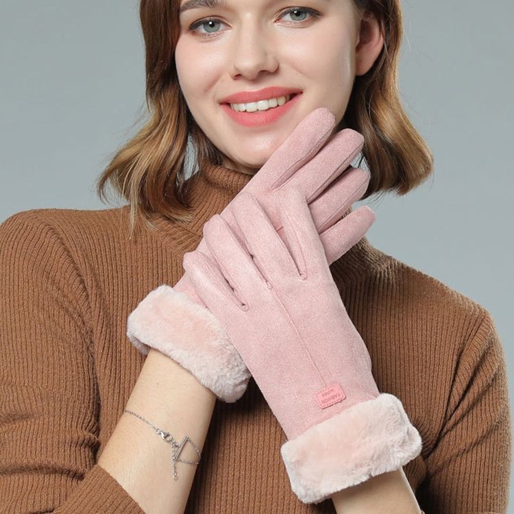 Gants D'hiver En Daim Animal Pour Femmes