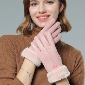 Gants D'hiver En Daim Animal Pour Femmes