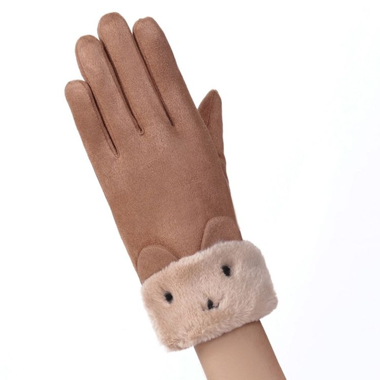 Gants D'hiver En Daim Animal Pour Femmes