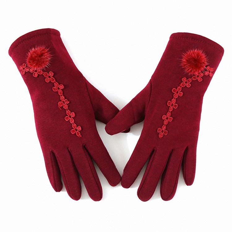 Gants D'hiver À Fleurs Brodées Pour Femmes