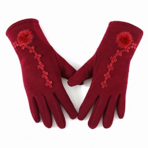 Gants D'hiver À Fleurs Brodées Pour Femmes