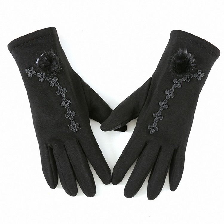 Gants D'hiver À Fleurs Brodées Pour Femmes