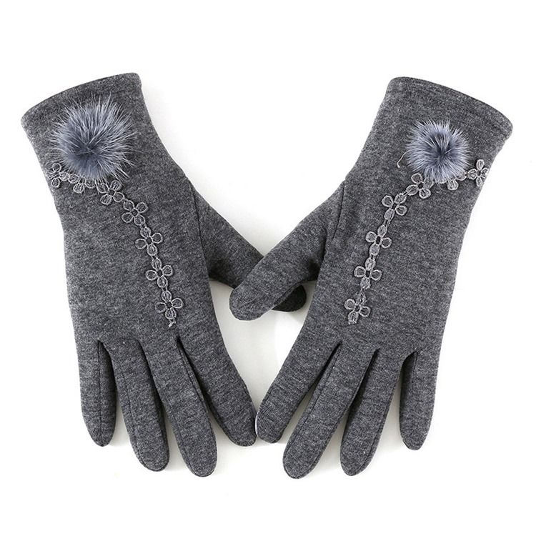 Gants D'hiver À Fleurs Brodées Pour Femmes