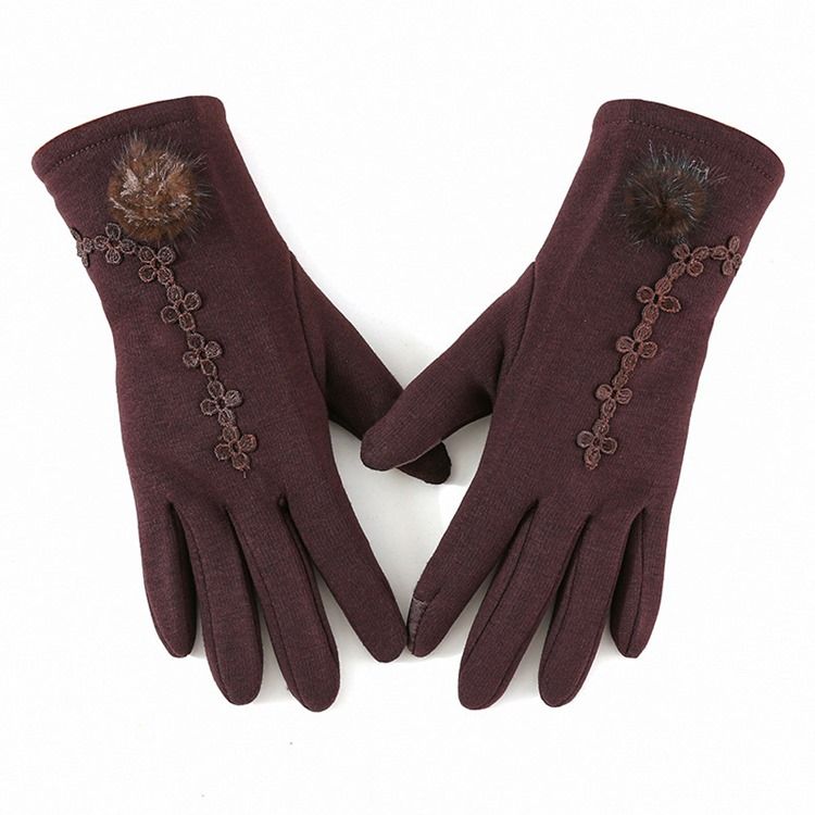 Gants D'hiver À Fleurs Brodées Pour Femmes