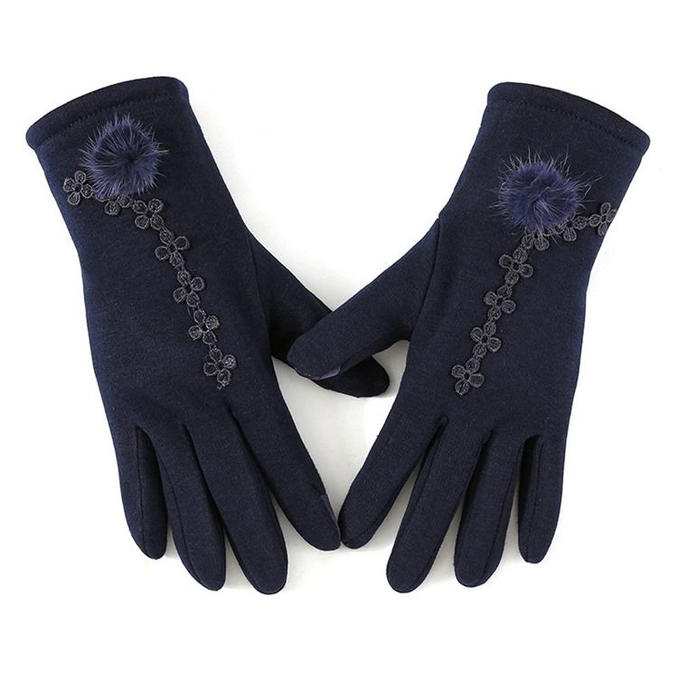 Gants D'hiver À Fleurs Brodées Pour Femmes