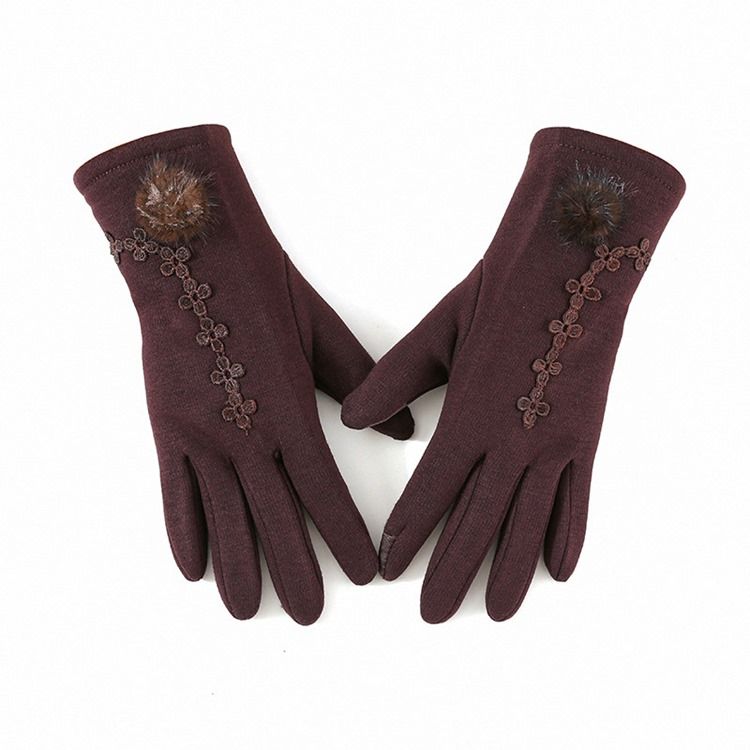 Gants D'hiver À Fleurs Brodées Pour Femmes