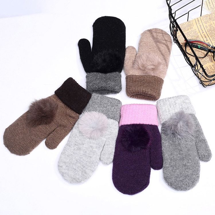 Gants D'hiver En Peluche À Blocs De Couleurs Pour Femmes