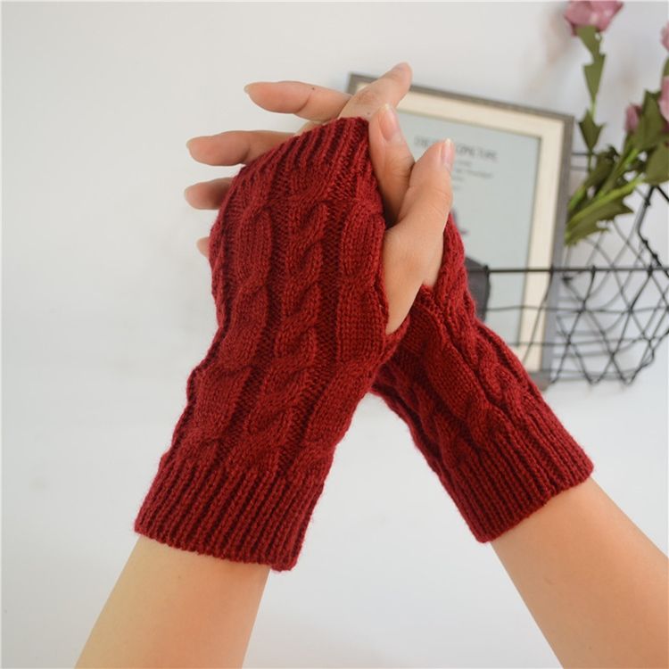 Gants Pour Femmes En Tricot Torsadé De Couleur Pure