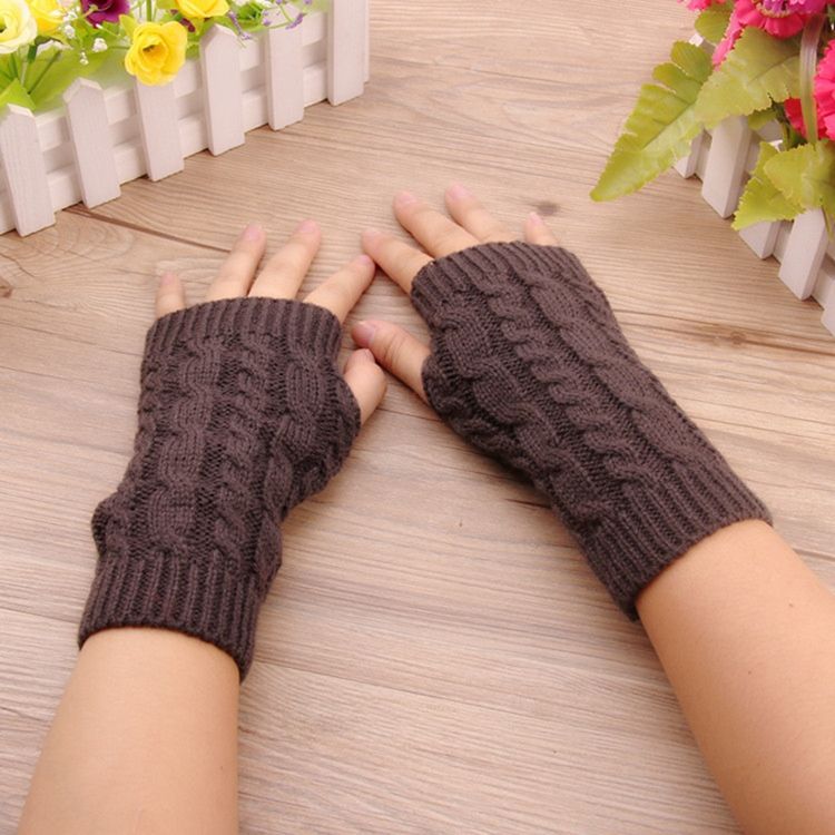 Gants Pour Femmes En Tricot Torsadé De Couleur Pure