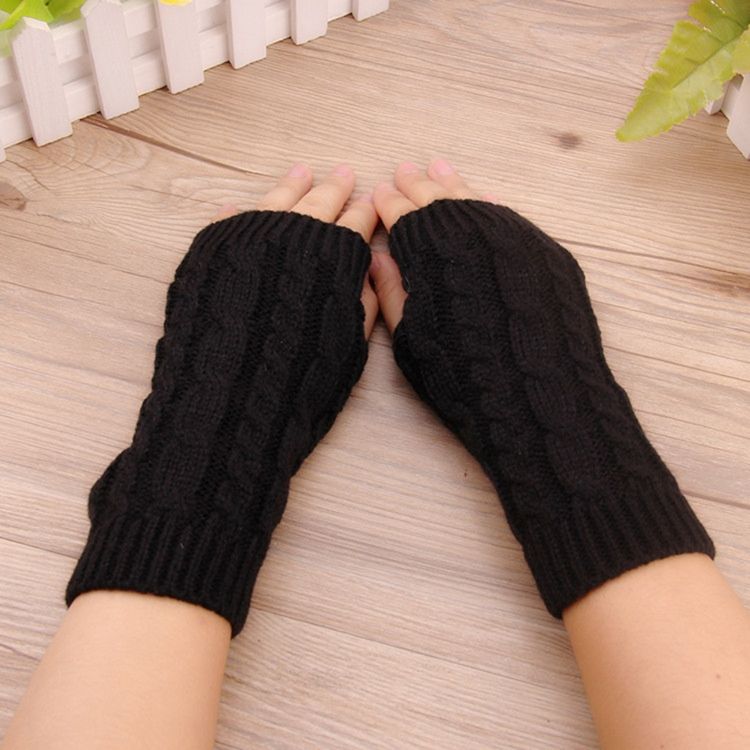 Gants Pour Femmes En Tricot Torsadé De Couleur Pure