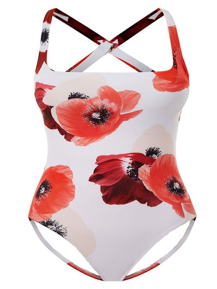 Maillot De Bain Extensible À Blocs De Couleurs Florales Une Pièce Pour Femmes