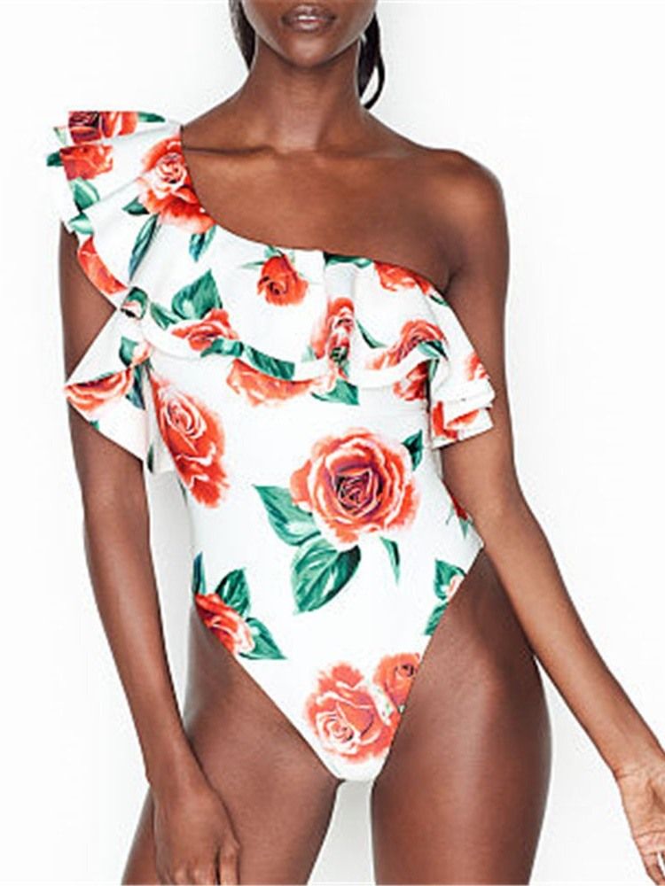 Maillot De Bain Floral Sexy À Une Épaule Pour Femme