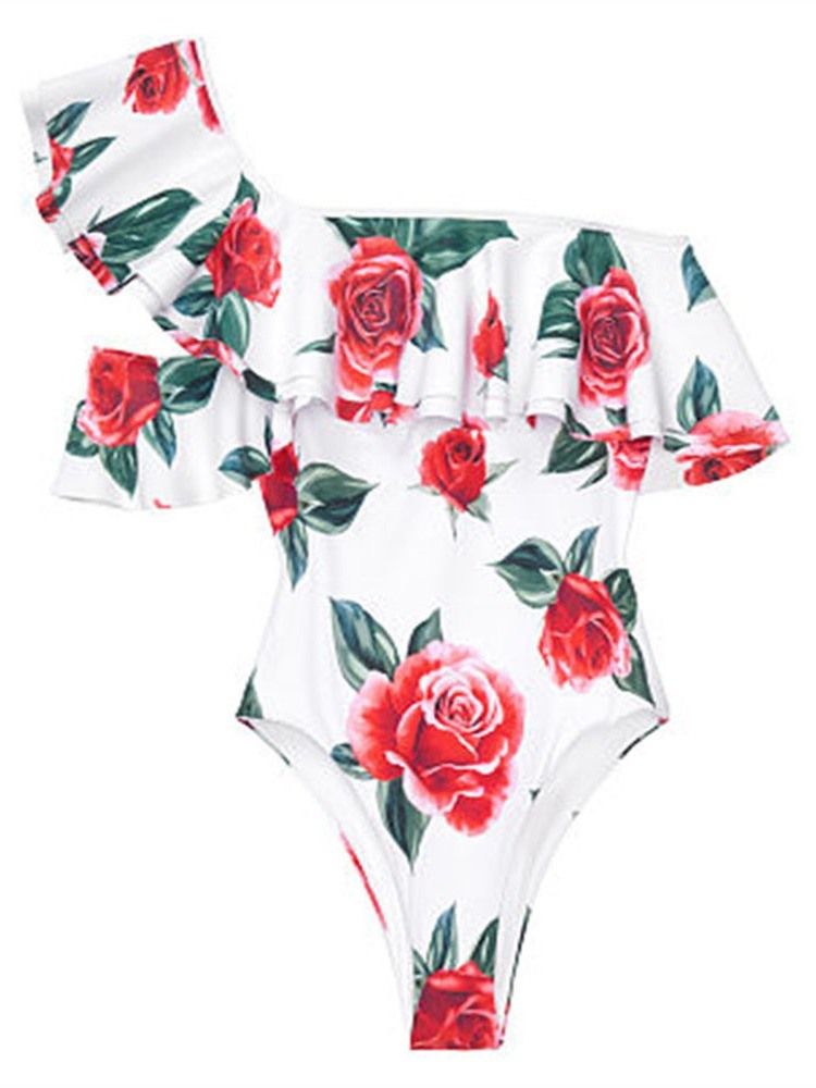 Maillot De Bain Floral Sexy À Une Épaule Pour Femme