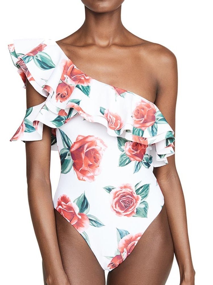 Maillot De Bain Imprimé Floral Sexy À Une Épaule Pour Femmes