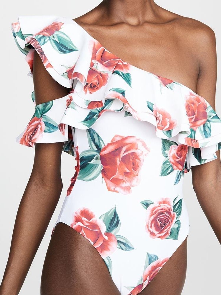 Maillot De Bain Imprimé Floral Sexy À Une Épaule Pour Femmes