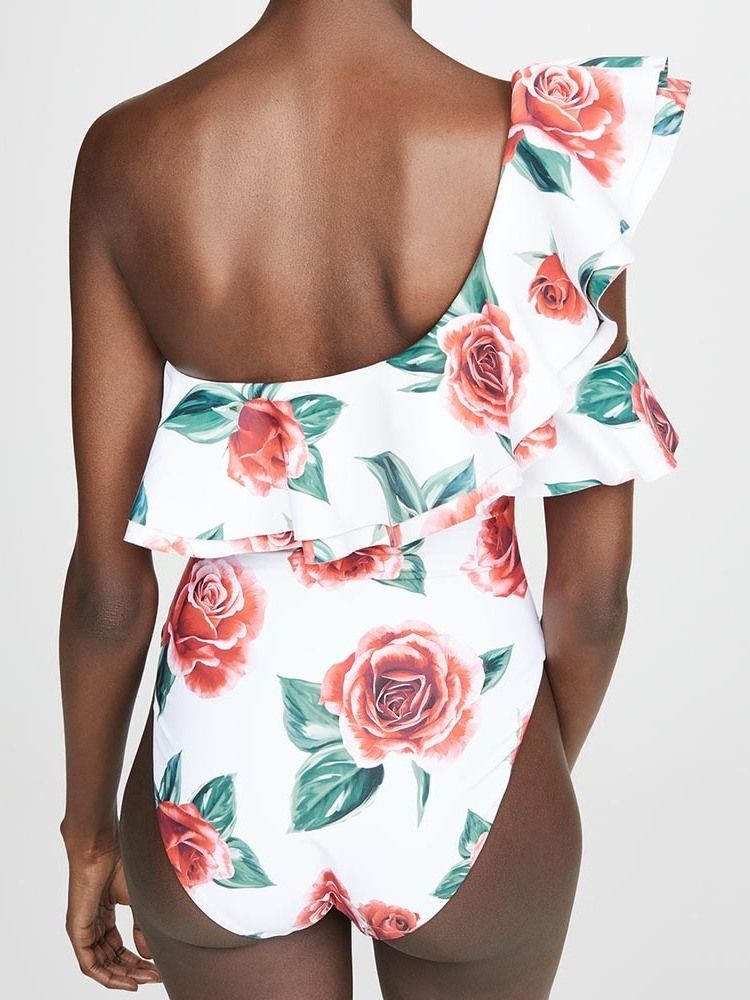 Maillot De Bain Imprimé Floral Sexy À Une Épaule Pour Femmes