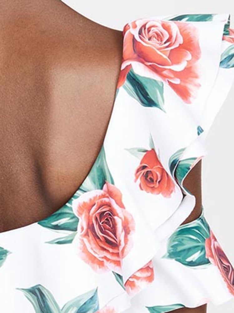 Maillot De Bain Imprimé Floral Sexy À Une Épaule Pour Femmes