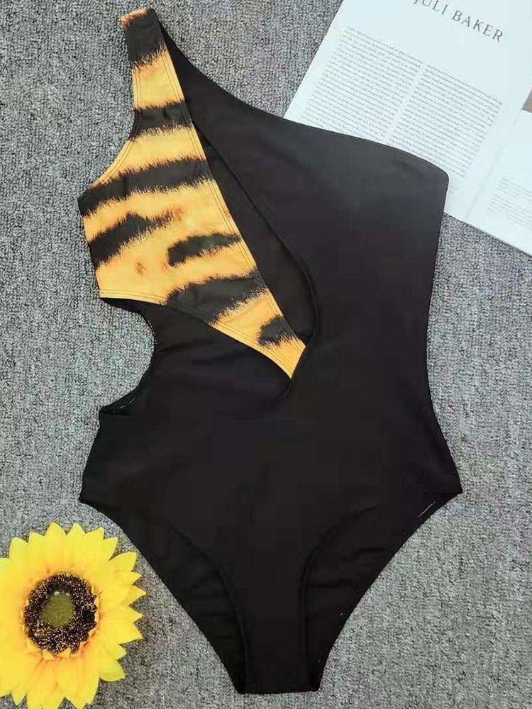 Maillot De Bain Sexy Léopard Une Pièce Avec Blocs De Couleurs Pour Femmes