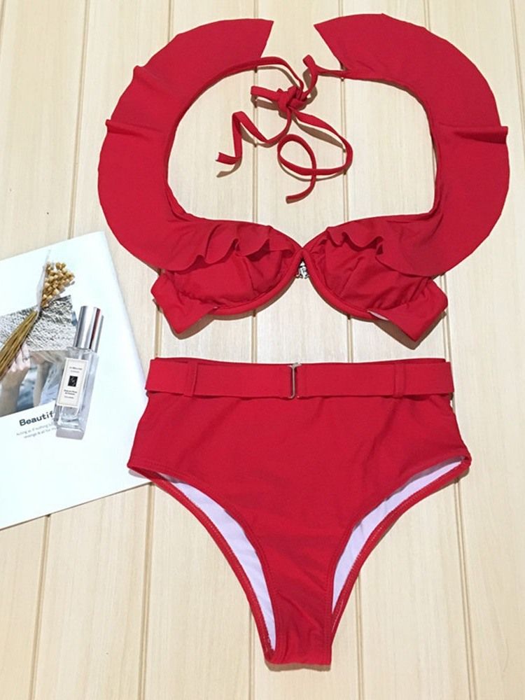 Maillot De Bain Sexy À Manches Longues Et À Volants Pour Femmes