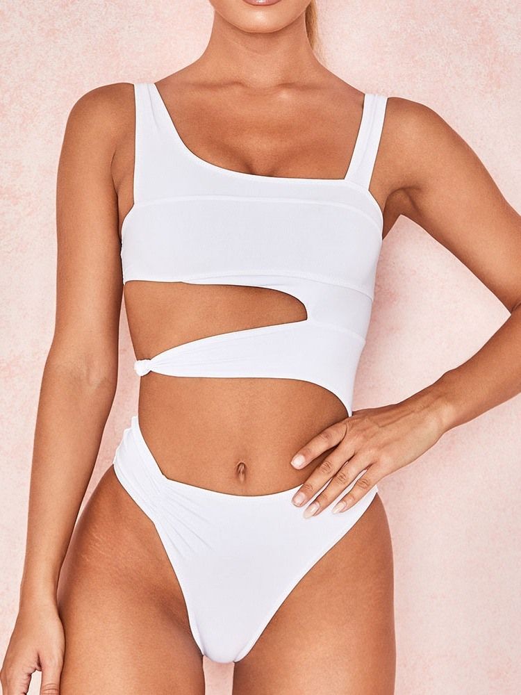 Maillot De Bain Une Pièce Blanc Creux Sexy Pour Femmes