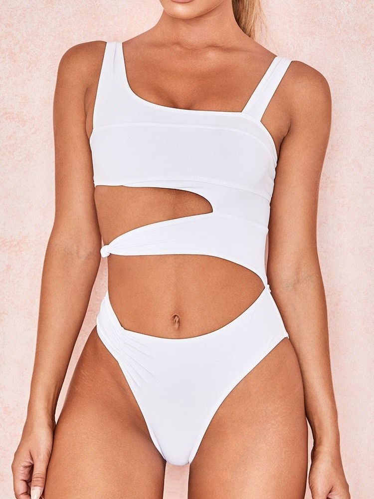 Maillot De Bain Une Pièce Blanc Creux Sexy Pour Femmes