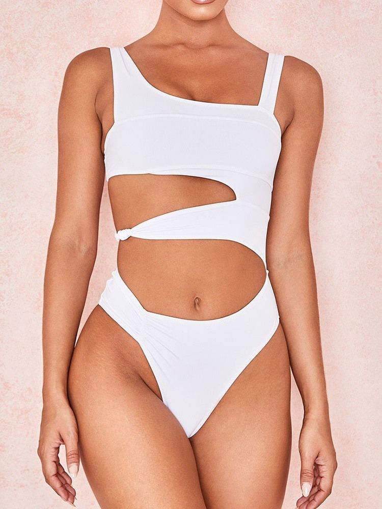 Maillot De Bain Une Pièce Blanc Creux Sexy Pour Femmes