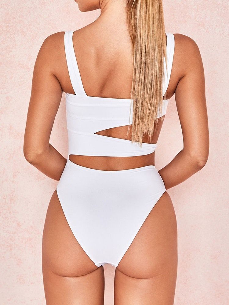 Maillot De Bain Une Pièce Blanc Creux Sexy Pour Femmes