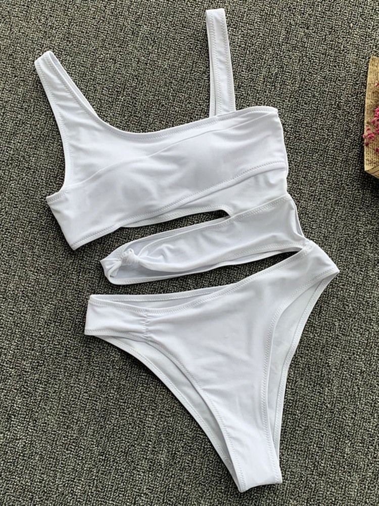 Maillot De Bain Une Pièce Blanc Creux Sexy Pour Femmes