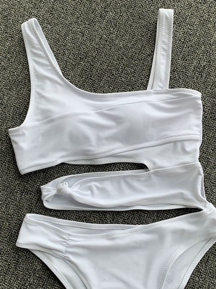 Maillot De Bain Une Pièce Blanc Creux Sexy Pour Femmes