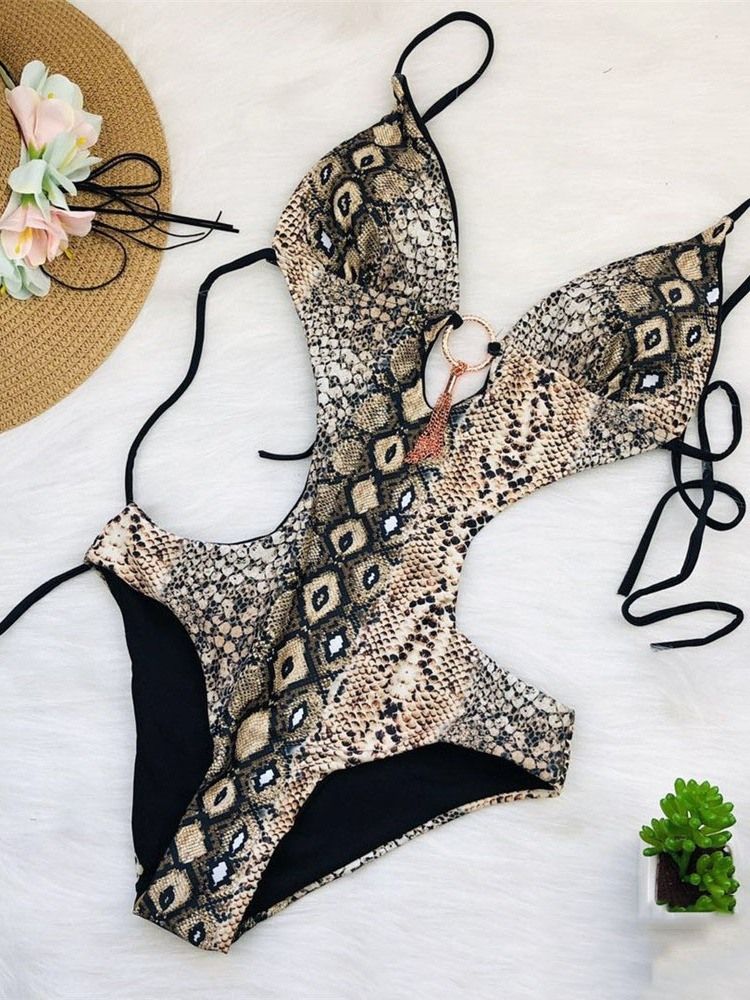 Maillot De Bain Une Pièce Sexy À Rayures Zébrées Pour Femmes