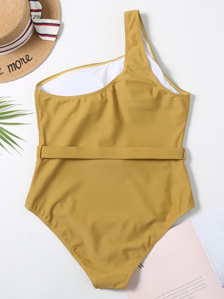 Maillot De Bain Une Pièce Sexy Uni Une Épaule Pour Femme