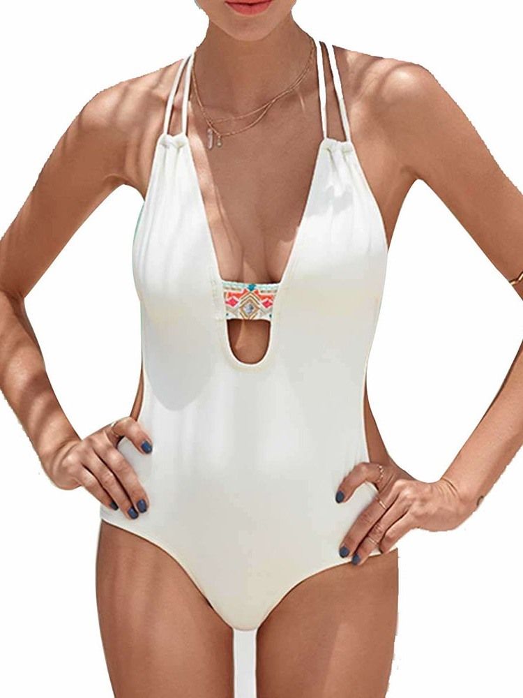 Maillot De Bain Une Pièce Sexy Uni Pour Femme Monokini